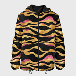 Куртка с капюшоном мужская Тигровый окрас Gold Pink, цвет: 3D-черный