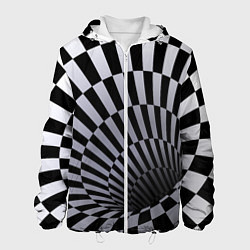Куртка с капюшоном мужская Оптическая Иллюзия, черно-белая, цвет: 3D-белый