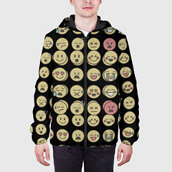 Куртка с капюшоном мужская Смайлики эмодзи паттерном, цвет: 3D-черный — фото 2