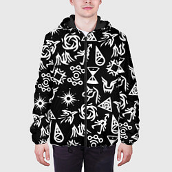 Куртка с капюшоном мужская EXO BAND SYMBOL PATTERN WHITE K-POP, цвет: 3D-черный — фото 2