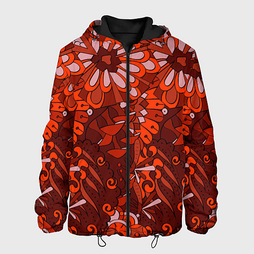 Мужская куртка Красные цветы абстракция / 3D-Черный – фото 1