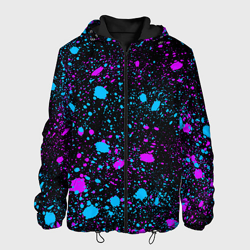 Мужская куртка Брызги неоновые ярких красок / 3D-Черный – фото 1