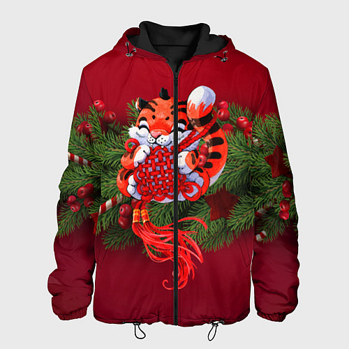 Мужская куртка Игривый китайский тигр / 3D-Черный – фото 1