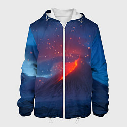Куртка с капюшоном мужская Извержение вулкана ночью, цвет: 3D-белый