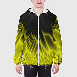 Куртка с капюшоном мужская Коллекция Rays Лучи Желтый и черный Абстракция 662, цвет: 3D-белый — фото 2