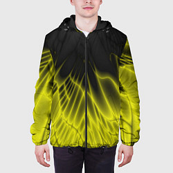 Куртка с капюшоном мужская Коллекция Rays Лучи Желтый и черный Абстракция 662, цвет: 3D-черный — фото 2