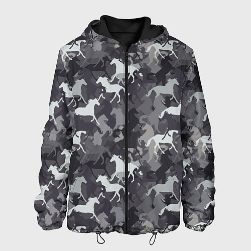 Мужская куртка Табун Лошадей / 3D-Черный – фото 1