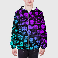 Куртка с капюшоном мужская UNDERTALE NEON PATTERN УЗОР, цвет: 3D-белый — фото 2