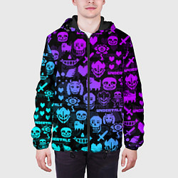 Куртка с капюшоном мужская UNDERTALE NEON PATTERN УЗОР, цвет: 3D-черный — фото 2