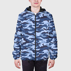 Куртка с капюшоном мужская Синий Камуфляж Camouflage, цвет: 3D-черный — фото 2