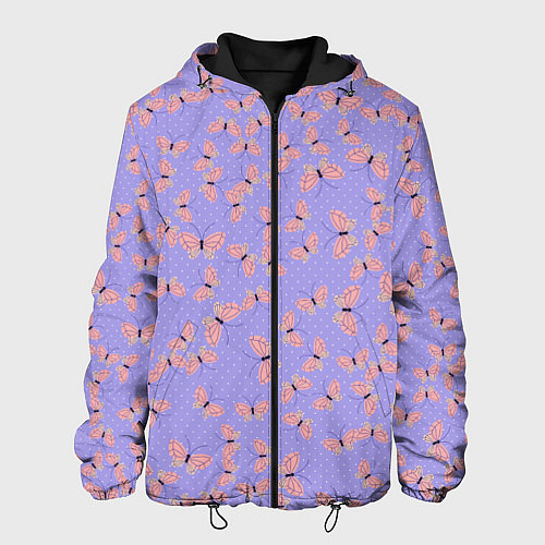 Мужская куртка Бабочки паттерн лиловый / 3D-Черный – фото 1