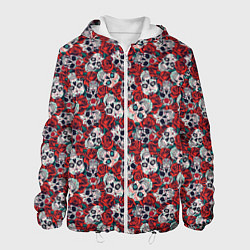 Куртка с капюшоном мужская Skulls & roses, цвет: 3D-белый