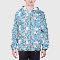 Куртка с капюшоном мужская 2000 Рублей банкноты, цвет: 3D-белый — фото 2
