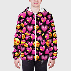 Куртка с капюшоном мужская Эмодзи сердечки, цвет: 3D-белый — фото 2