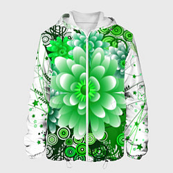 Куртка с капюшоном мужская Яркая пышная летняя зелень, цвет: 3D-белый