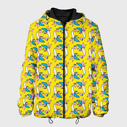 Куртка с капюшоном мужская Летний узор Забавные бананчики, цвет: 3D-черный