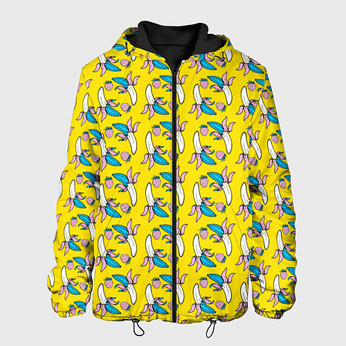 Мужская куртка Летний узор Забавные бананчики / 3D-Черный – фото 1