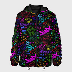 Куртка с капюшоном мужская League Of Legends - Arcane неоновые логотипы, цвет: 3D-черный
