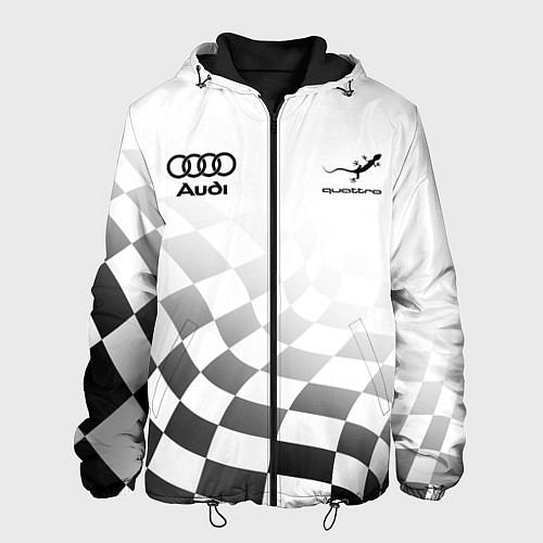 Мужская куртка Audi Quattro, Ауди Кватро, Финишный флаг / 3D-Черный – фото 1