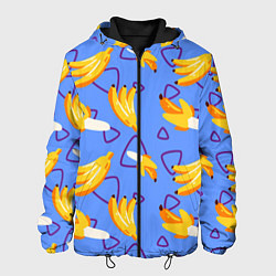 Куртка с капюшоном мужская Спелые бананы, цвет: 3D-черный