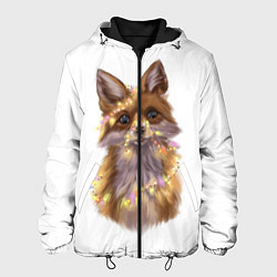 Куртка с капюшоном мужская Fox with a garland, цвет: 3D-черный