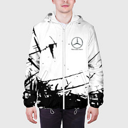 Куртка с капюшоном мужская Mercedes текстура, цвет: 3D-белый — фото 2