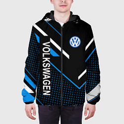 Куртка с капюшоном мужская Фольцваген, Volkswagen геометрия, цвет: 3D-черный — фото 2