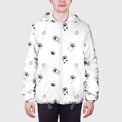 Куртка с капюшоном мужская Паттерн - кошачьи лапки 3D, цвет: 3D-белый — фото 2