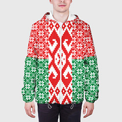 Куртка с капюшоном мужская Белоруссия Обережные Узоры Алатырь, цвет: 3D-белый — фото 2