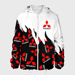 Куртка с капюшоном мужская Mitsubishi - Fire Pattern, цвет: 3D-белый