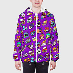 Куртка с капюшоном мужская Особые редкие значки Бравл Пины фиолетовый фон Bra, цвет: 3D-белый — фото 2