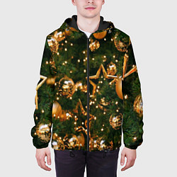 Куртка с капюшоном мужская Праздничная Елочка, цвет: 3D-черный — фото 2