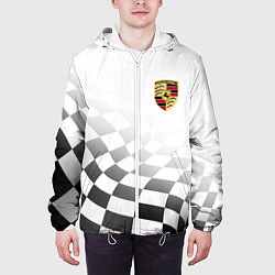 Куртка с капюшоном мужская Porsche Порше Финишный флаг, цвет: 3D-белый — фото 2