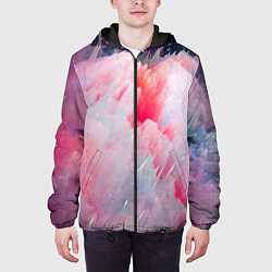 Куртка с капюшоном мужская Абстрактный яркий космос, цвет: 3D-черный — фото 2