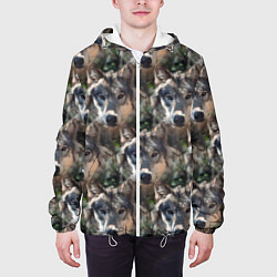 Куртка с капюшоном мужская Волки клипарт wolfs, цвет: 3D-белый — фото 2