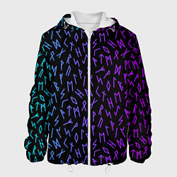 Куртка с капюшоном мужская Рунический алфавит Neon pattern, цвет: 3D-белый