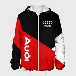 Куртка с капюшоном мужская Audi Ауди Черный Красный Белый, цвет: 3D-белый