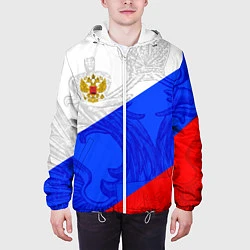 Куртка с капюшоном мужская Российский герб: триколор, цвет: 3D-белый — фото 2