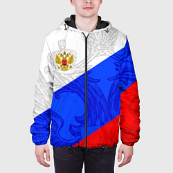 Куртка с капюшоном мужская Российский герб: триколор, цвет: 3D-черный — фото 2