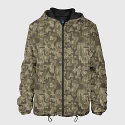 Куртка с капюшоном мужская Вязаный Лесной Камуфляж, цвет: 3D-черный