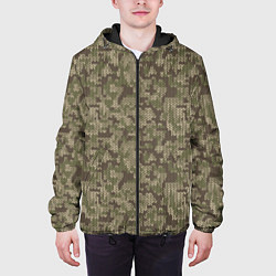 Куртка с капюшоном мужская Вязаный Лесной Камуфляж, цвет: 3D-черный — фото 2