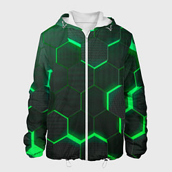 Куртка с капюшоном мужская Неоновые соты - Green, цвет: 3D-белый