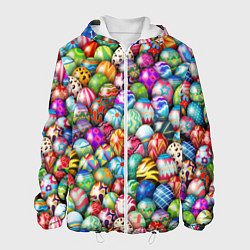 Куртка с капюшоном мужская Пасхальные крашеные яйца, цвет: 3D-белый