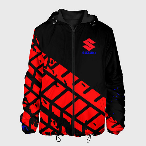 Мужская куртка SUZUKI следы шин / 3D-Черный – фото 1