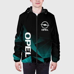 Куртка с капюшоном мужская Opel Опель геометрия, цвет: 3D-черный — фото 2