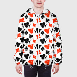 Куртка с капюшоном мужская Пика, Черва, Крестя, Бубна, цвет: 3D-белый — фото 2