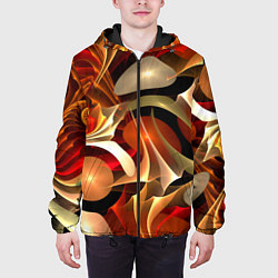 Куртка с капюшоном мужская Абстрактные цифровые спирали, цвет: 3D-черный — фото 2
