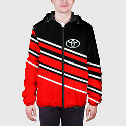 Куртка с капюшоном мужская Toyot полосы, цвет: 3D-черный — фото 2