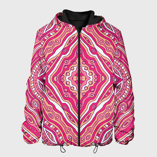 Мужская куртка Абстракция Узор розового цвета / 3D-Черный – фото 1