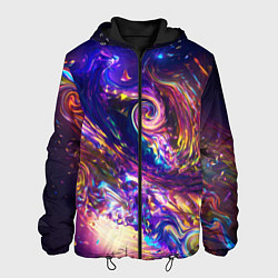 Куртка с капюшоном мужская Neon space pattern 3022, цвет: 3D-черный